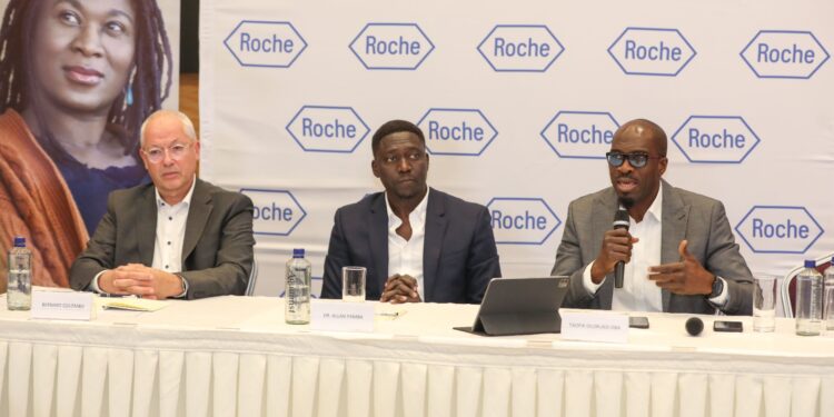 Roche expands its legal diagnostics presence in KenyaFrom left, President EMEA-LATAM, Roche International, Bernard Colombo, Executive Vice President, Roche Diagnostic Africa, Dr. Allan Pamba, Finance Manager, Diagnostics Kenya and Africa Network, Marcel Bachmann and Jonathan Keytel share more about the impacts of Roche implementation for the region during a press briefing at Serena Hotel.